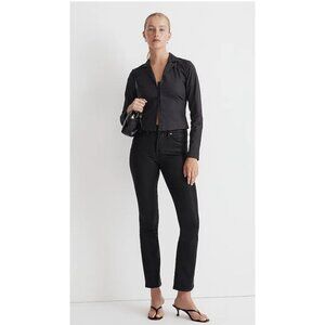 Madewell $148 Tall Kick Out Crop Jeans Black Wash Size T28 NN725
